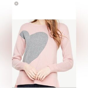Ann Taylor Pink Sweater with Gray Heart Accent